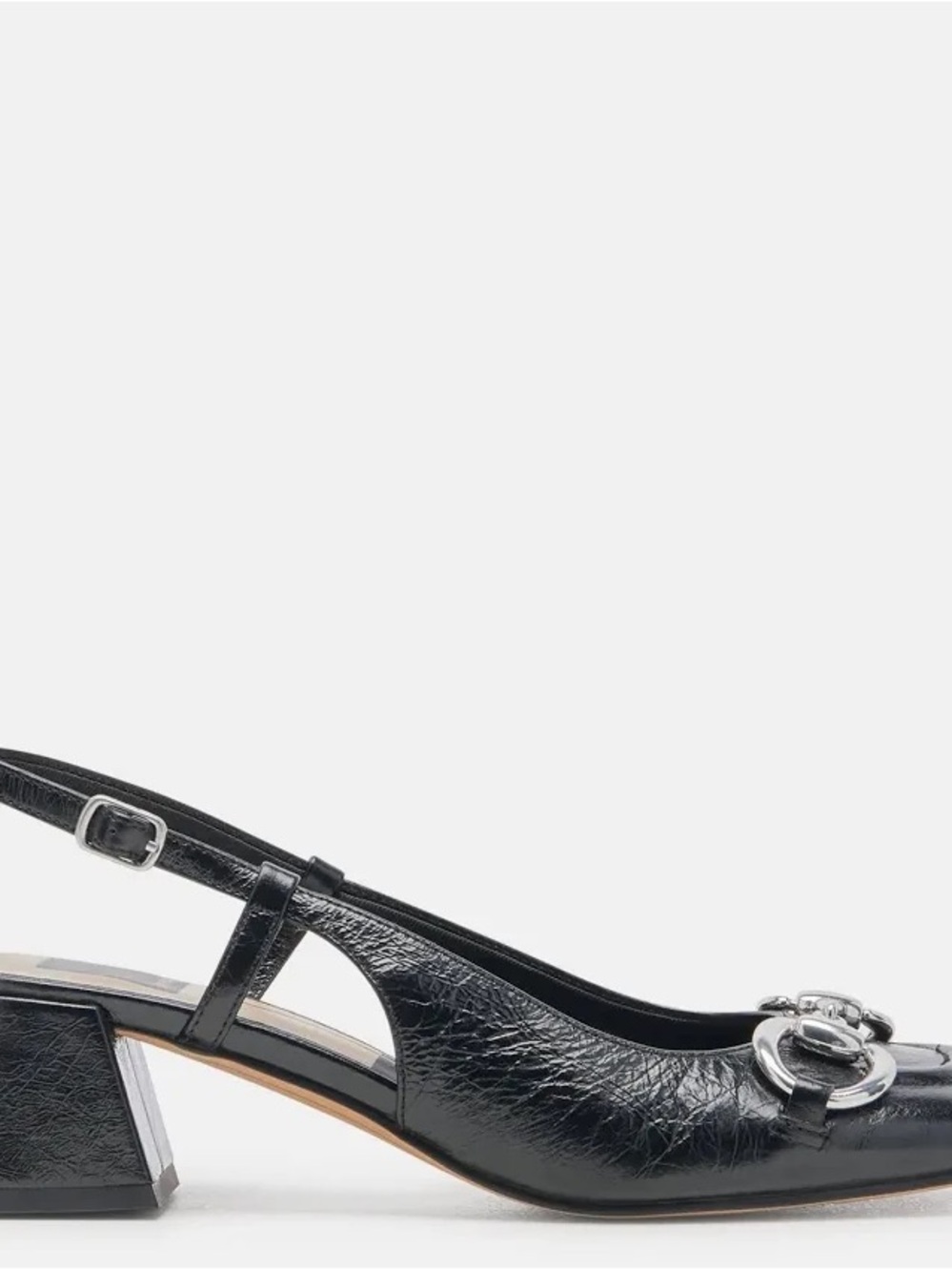 NWT Dolce Vita Melli Crinkle Patent Block Sling Back Heels in Midnight